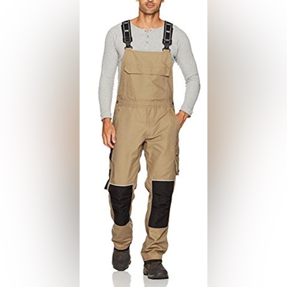 HELLY HANSEN Sz 40 x 34 Work Wave Tan and Black Overalls Chelsea Bib Adjustable